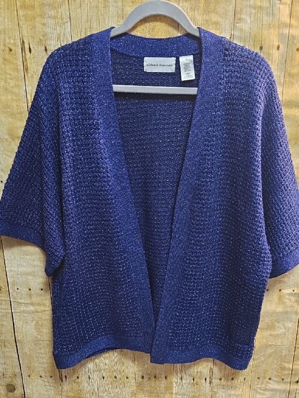 Alfred Dunner | Navy Metallic | Knit Sweater | Shimmery | Short Sleeve | Size XL